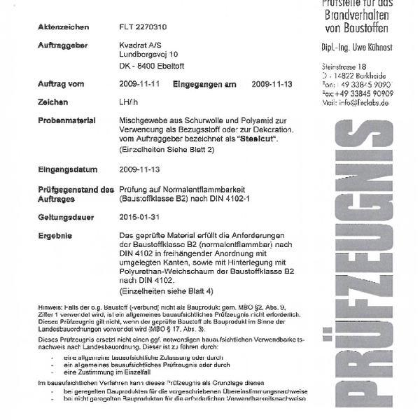 steelcut trudnopalnosc din-4102-b2